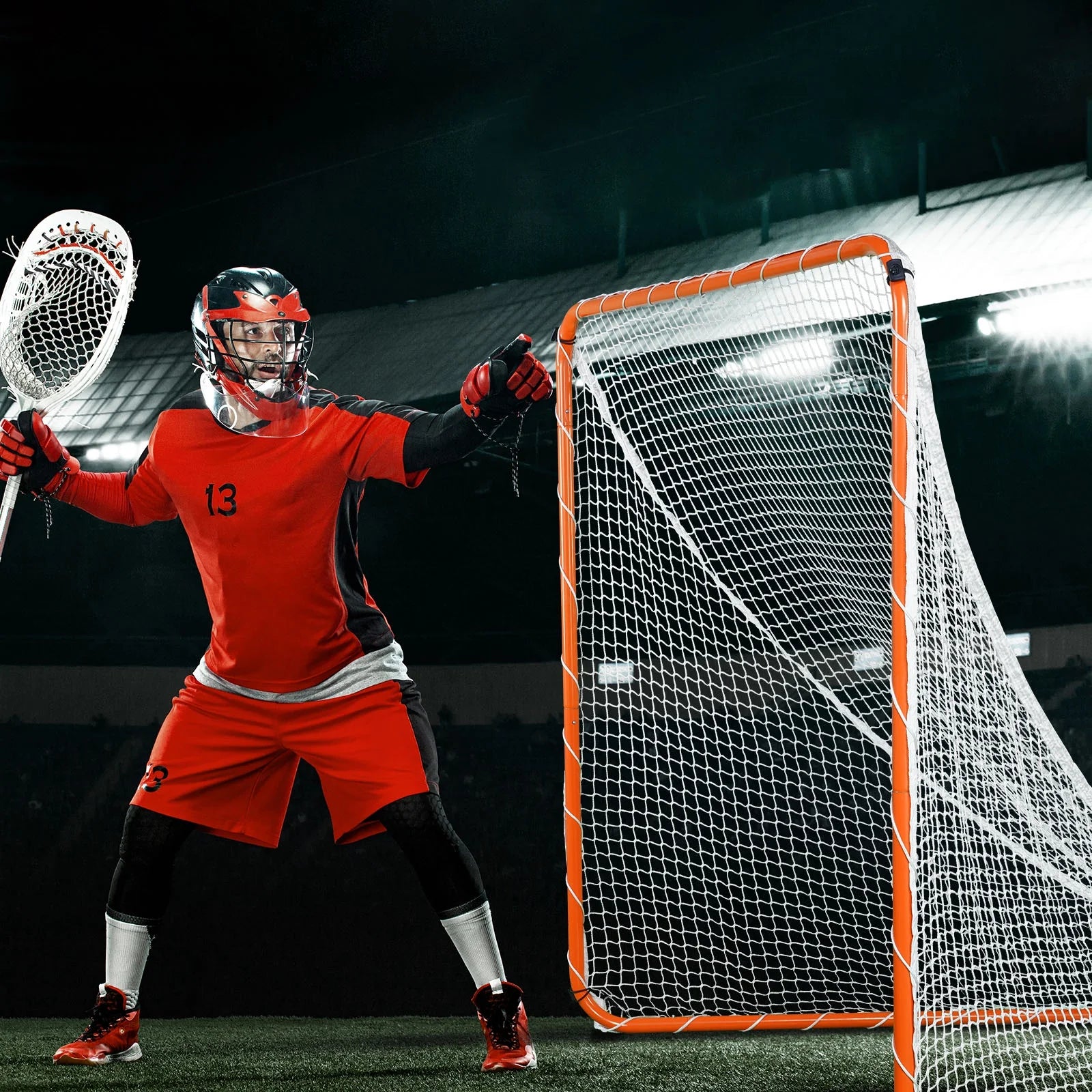 SKYSHALO 6'x6' Lacrosse Goal Net Portable Backyard Training Equipment Carry Bag
