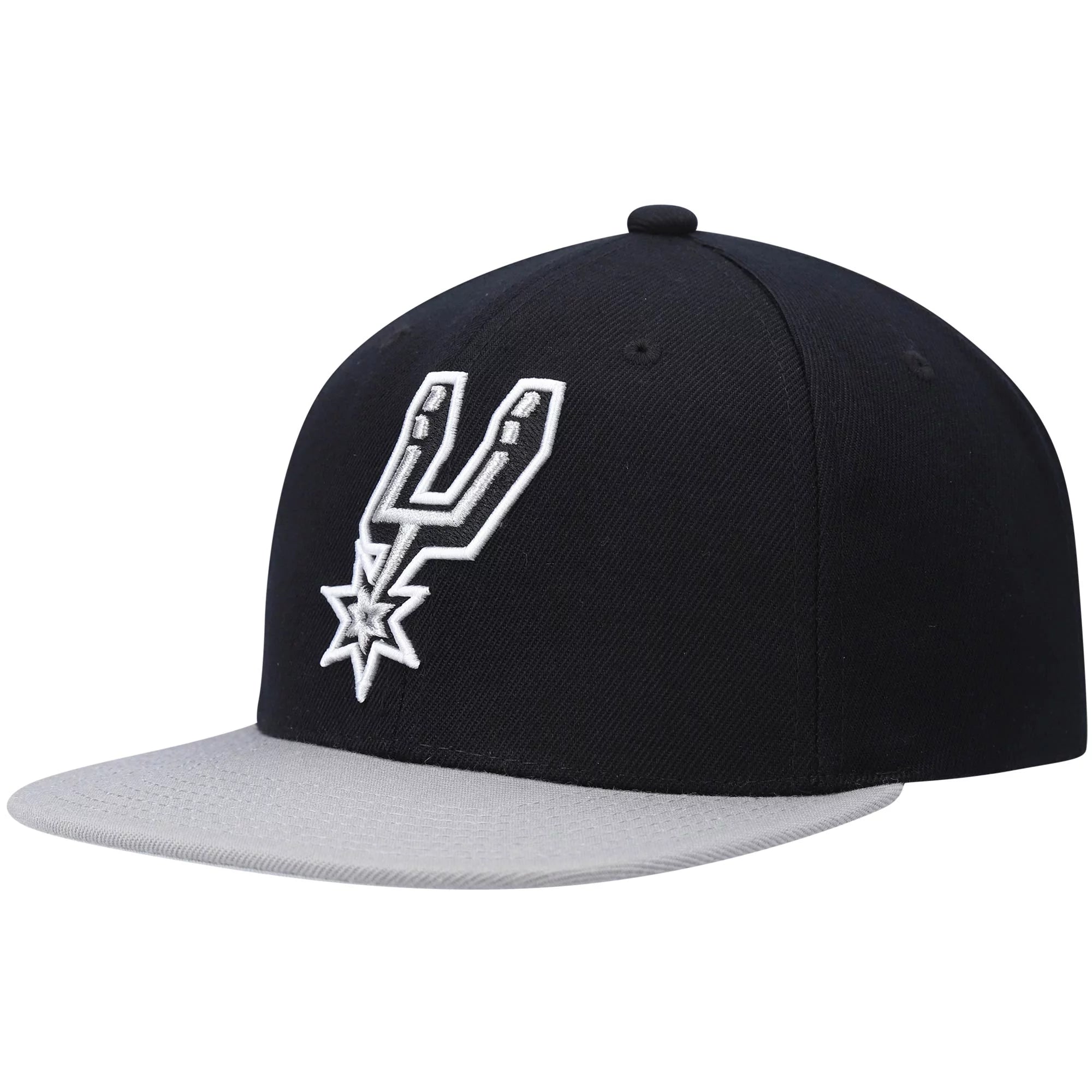 Men's Mitchell & Ness Black/Silver San Antonio Spurs Team Two-Tone 2.0 Snapback Hat - OSFA