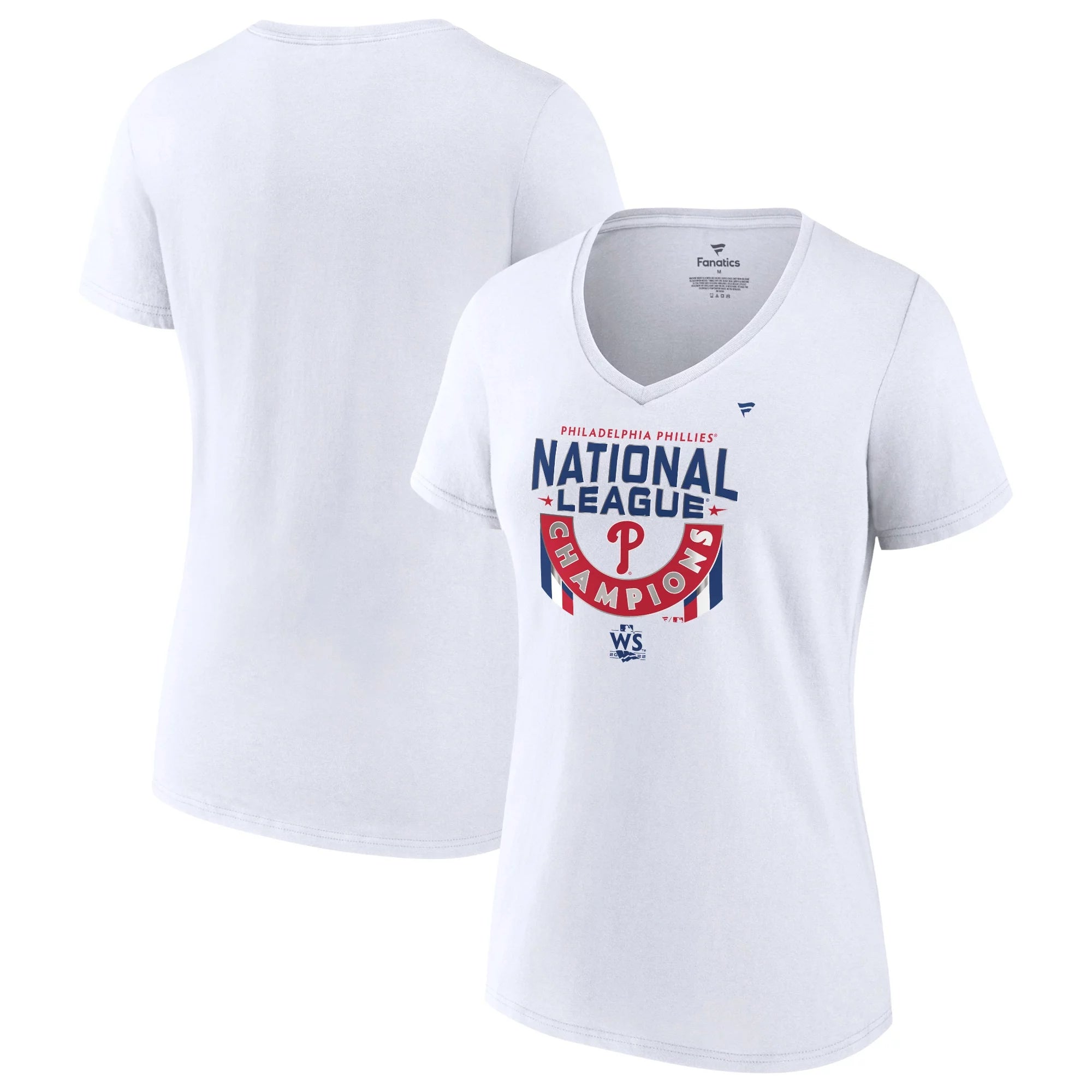 Women's Fanatics Branded White Philadelphia Phillies 2022 National League Champions Locker Room V-Neck T-Shirt