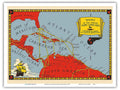Routes of the Famous Flying Clipper Ships - Caribbean Area - Vintage Airline Travel Poster c.1930 - Master Art Print (Unframed) 9in x 12in