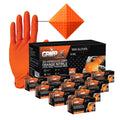 GRIPXX 8 Mil Orange Nitrile Gloves - Heavy Duty, 3D Raised Diamond Texture Grip - Latex-Free & Powder-Free - Industrial, Mechanic, Food Service - Disposable Gloves for Tough Tasks (Medium, Orange)
