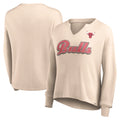 Women's Fanatics Branded Tan Chicago Bulls Go For It Long Sleeve Notch Neck T-Shirt