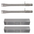 2-Pack BBQ Gas Grill Tube Burner & Heat Shield Plate Tent Replacement Parts for Brinkmann 810-4457-F - Compatible Barbeque Stainless Steel Pipe Burners & Flame Tamer, Guard, Deflector, Flavorizer Bar
