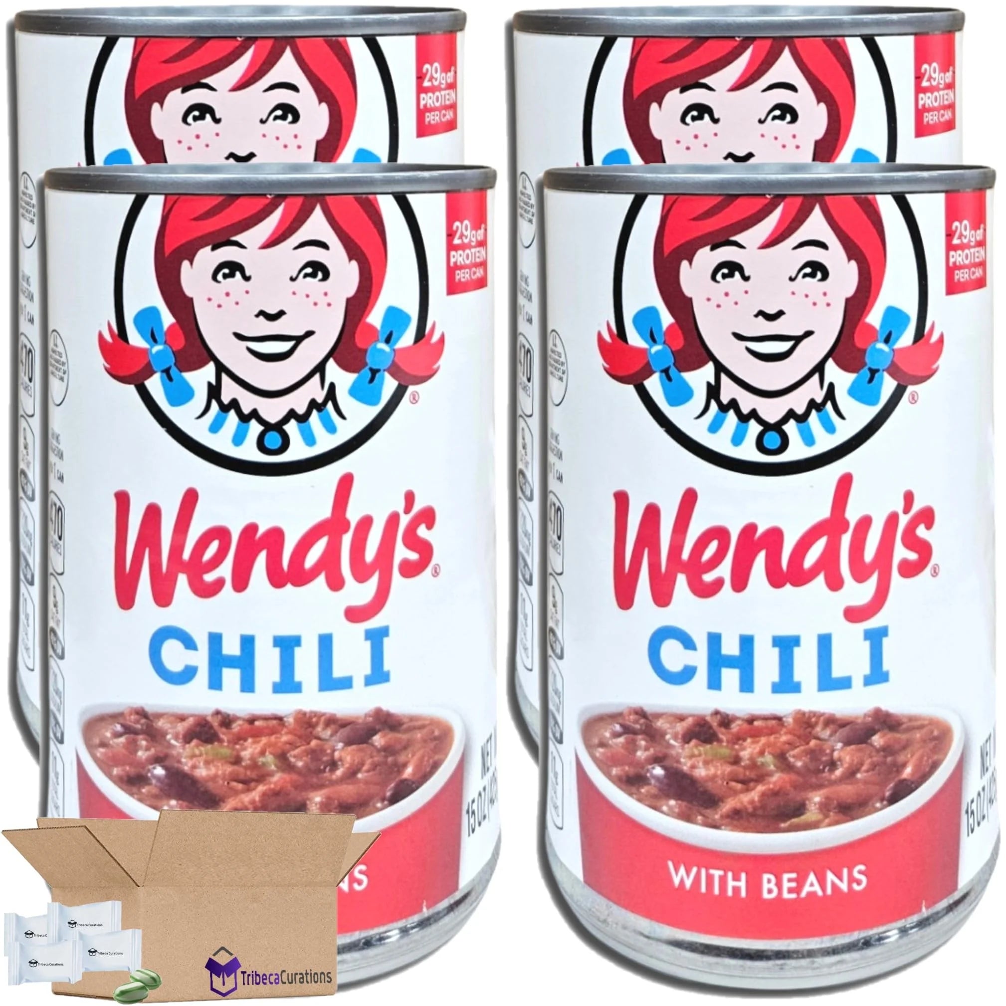 Tribeca Curations | Wendy Chili With Beans Value Pack | 15 Ounce Can | Pack of 4 (Includes Tribeca Mints)