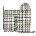 XMXY Oven Mitts and Pot Holders 2 Pcs Sets, Light Gray Plaid Stripe Heat Resistant Silicone Cooking Gloves for Grill Baking BBQ Kitchen Decor