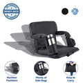 PRINIC black Stadium Seat Chair- Wide Bleacher Cushion with Padded Back Support, Armrests, 6 Reclining Positions and Portable Carry Straps