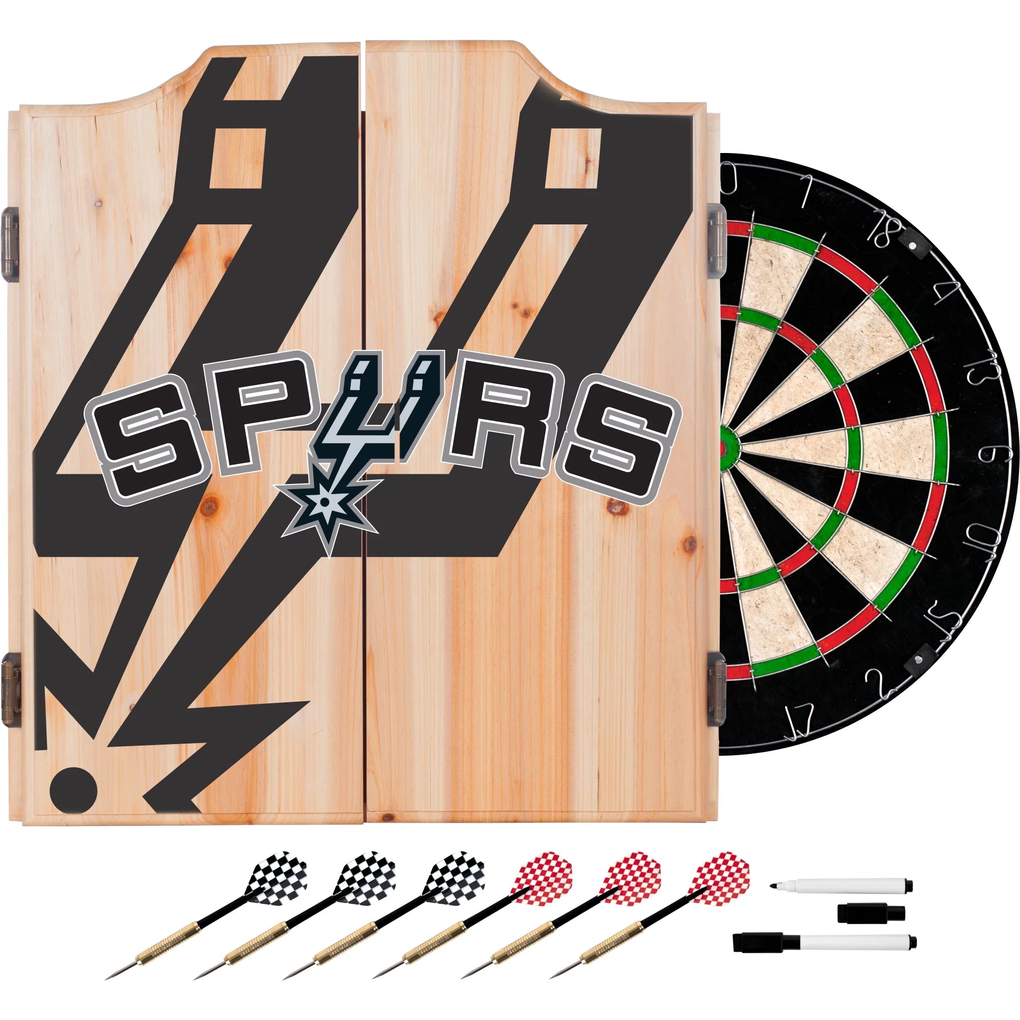 NBA Dart Cabinet Set with Darts and Board - Fade - San Antonio Spurs