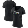 Women's Fanatics Branded Black Chicago Bulls City Pride Team Logo V-Neck T-Shirt