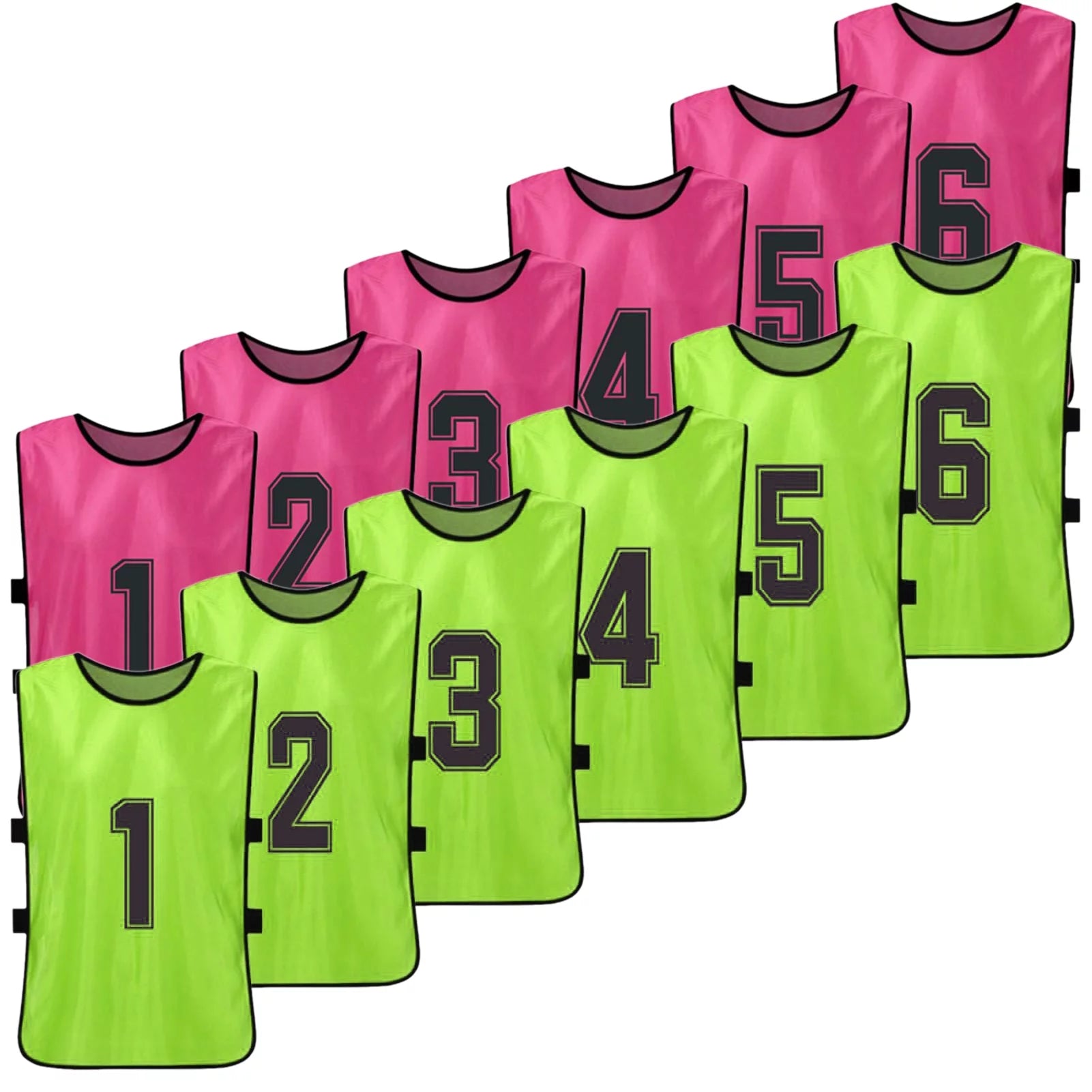 Andoer 12 PCS Adults Soccer Pinnies 2 Colors Quick Drying Football Team Jerseys Youth  Scrimmage Soccer Team Training Numbered Bibs Practice  Vest