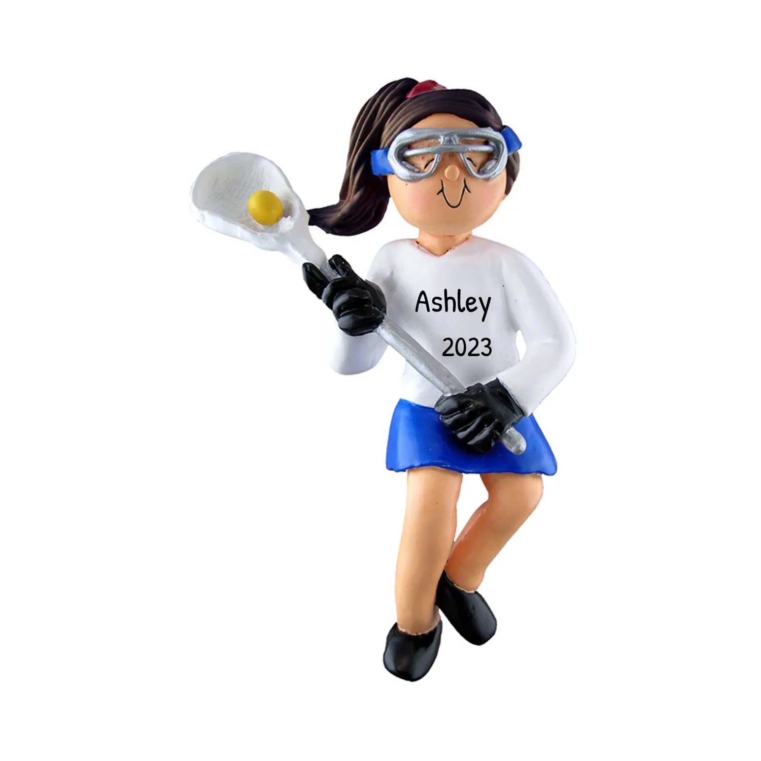 Personalized Lacrosse Ornaments for Christmas Tree - Lacrosse Christmas Ornament, Lacrosse Gifts, Lacrosse Coach Ornament, Lacrosse Decor - Brunette Girl - Free Customization