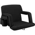 Alpcour Reclining Stadium Seat - Waterproof Foldable Camping Chair with Extra Thick Padding and Wide Back Support - Black