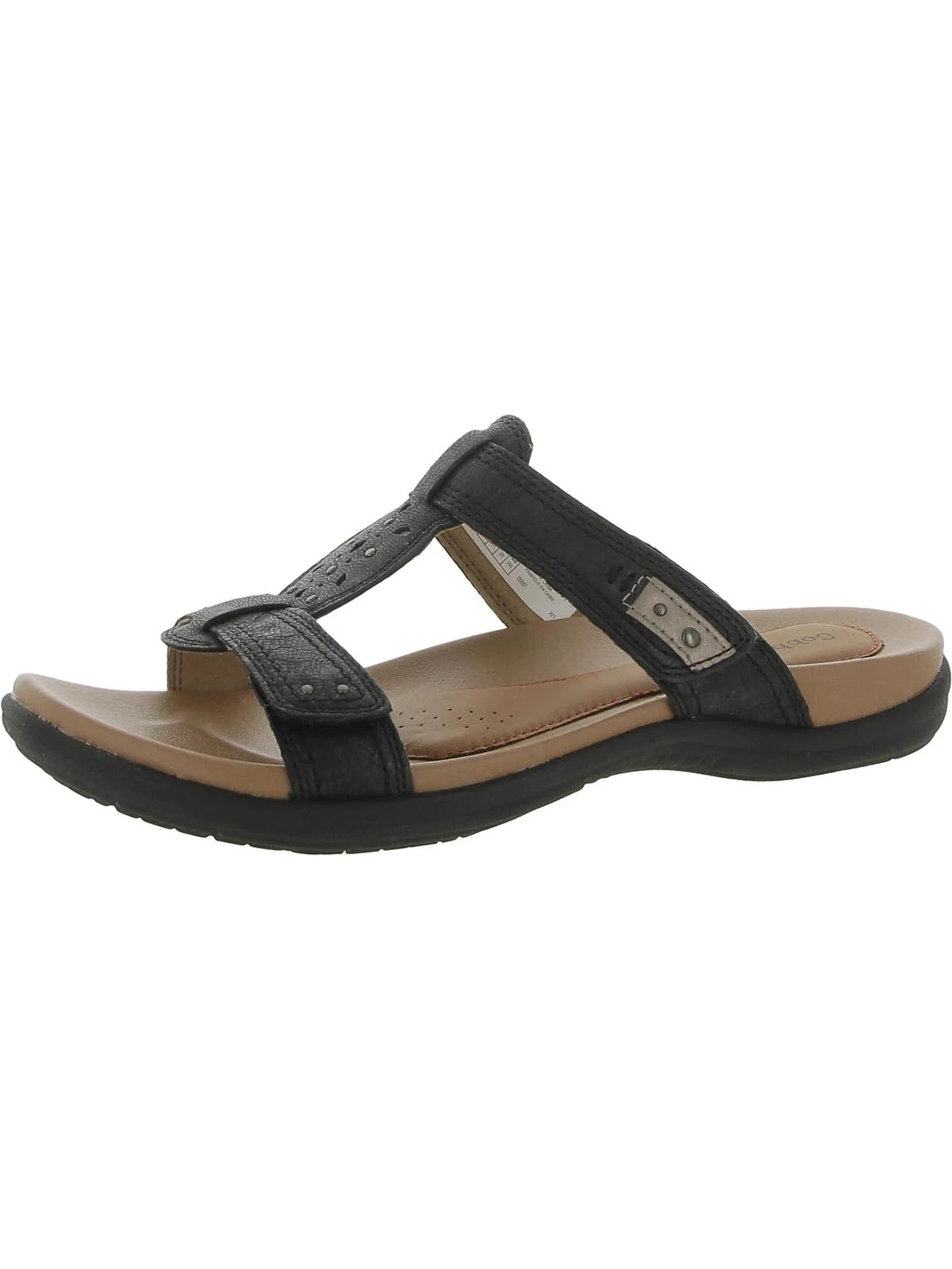 Cobb Hill Womens Ruby Perf Leather Slip On Slide Sandals