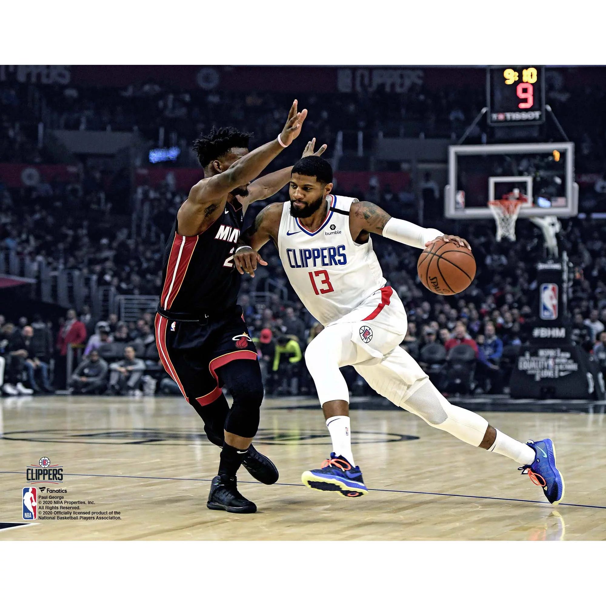 Paul George Los Angeles Clippers Unsigned Driving vs. Miami Heat Photograph