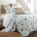 Levtex Home - Marine Dream Seaglass Quilt Set - Full/Queen Quilt (88x92in) + Two Standard Pillow Shams (20x26in) - Tropical Fish in Aqua Green Coral - Reversible - Cotton Fabric