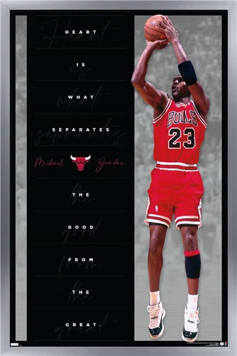 Michael Jordan - Heart Wall Poster, 14.725 x 22.375, Framed