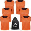 Athllete Set of 6 Reversible Jerseys Pinnies Basketball Soccer Training Vest Team Scrimmage Practice Jersey (Flame Orange/Black 6 Jerseys, Large)