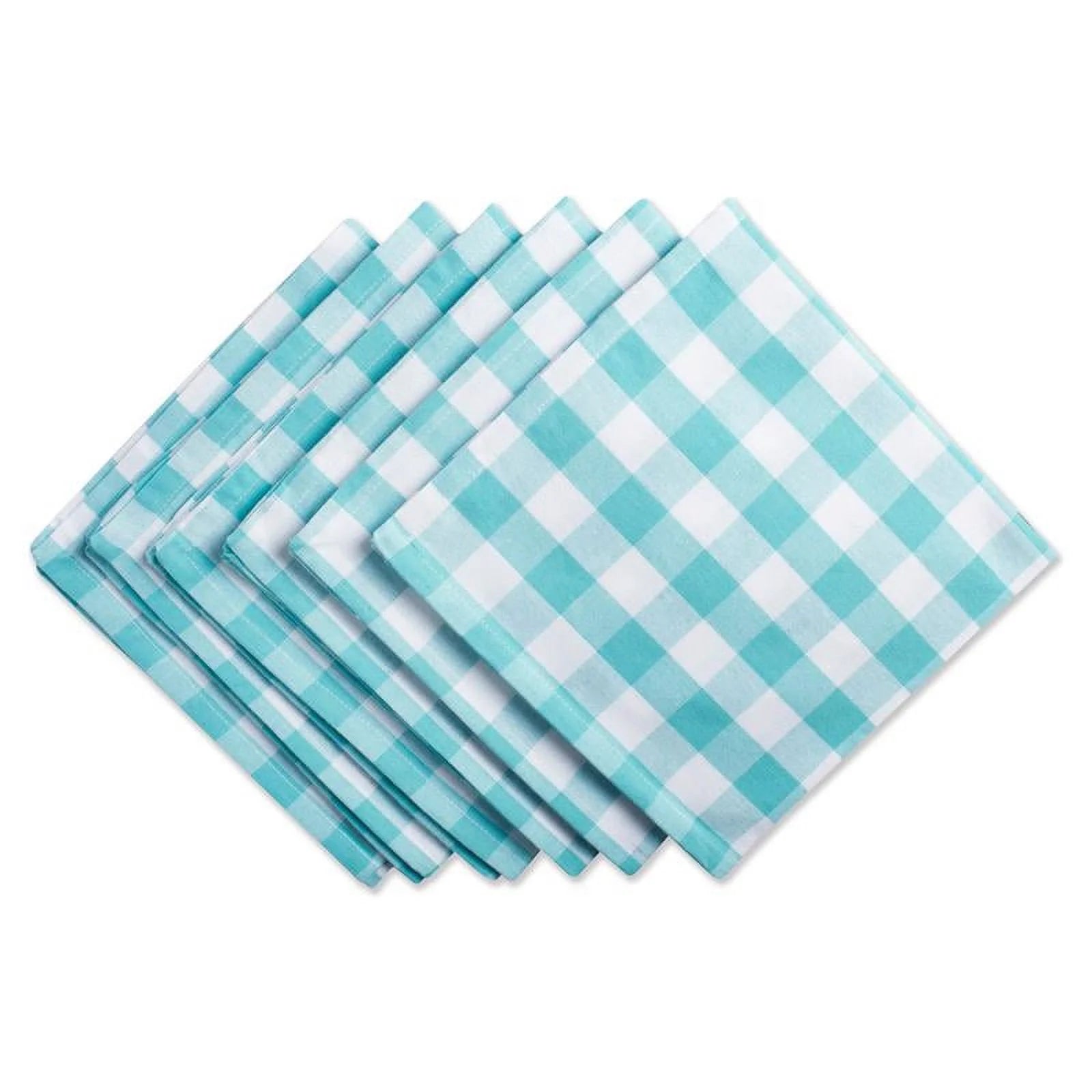 Aqua-White Checkers Napkin (Set of 6)