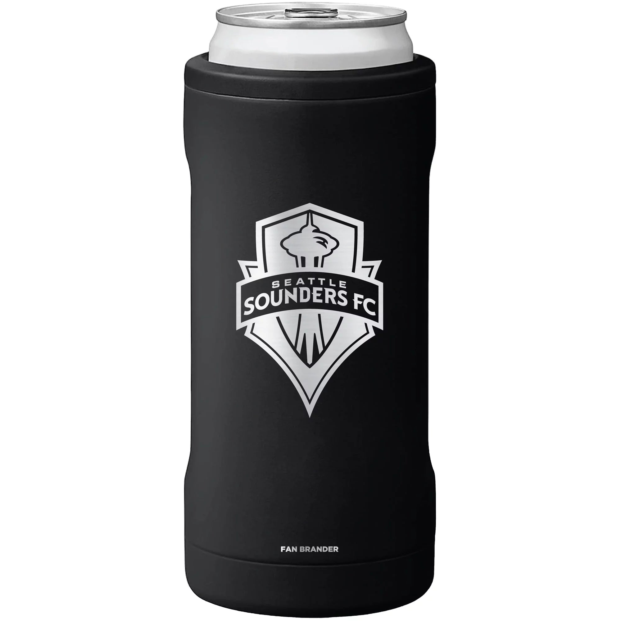 BruMate Black Seattle Sounders FC 12oz. Hopsulator Slim Can Cooler