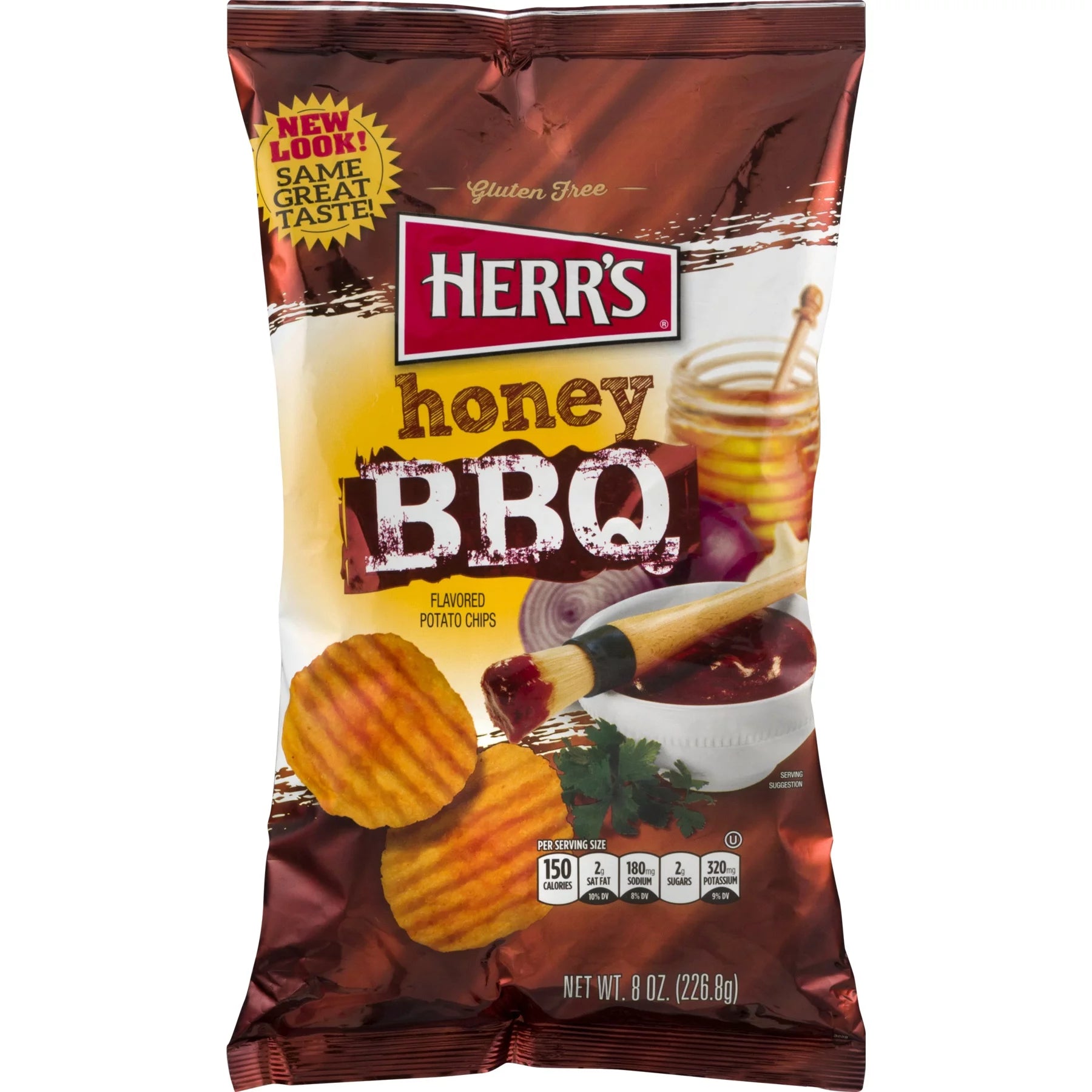 Herr's Honey BBQ Ripple Potato Chips, 4-Pack 7.75 oz. Family Size Bags