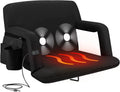 Alpcour Heated Massage Reclining Stadium Seat - Extra Thick Waterproof Chair with Side Pockets - Black