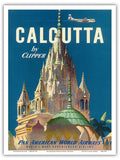 Calcutta India by Clipper - Pan American World Airways - Pareshnath Jain Temple - Vintage Airline Travel Poster c.1951 - Master Art Print (Unframed) 9in x 12in