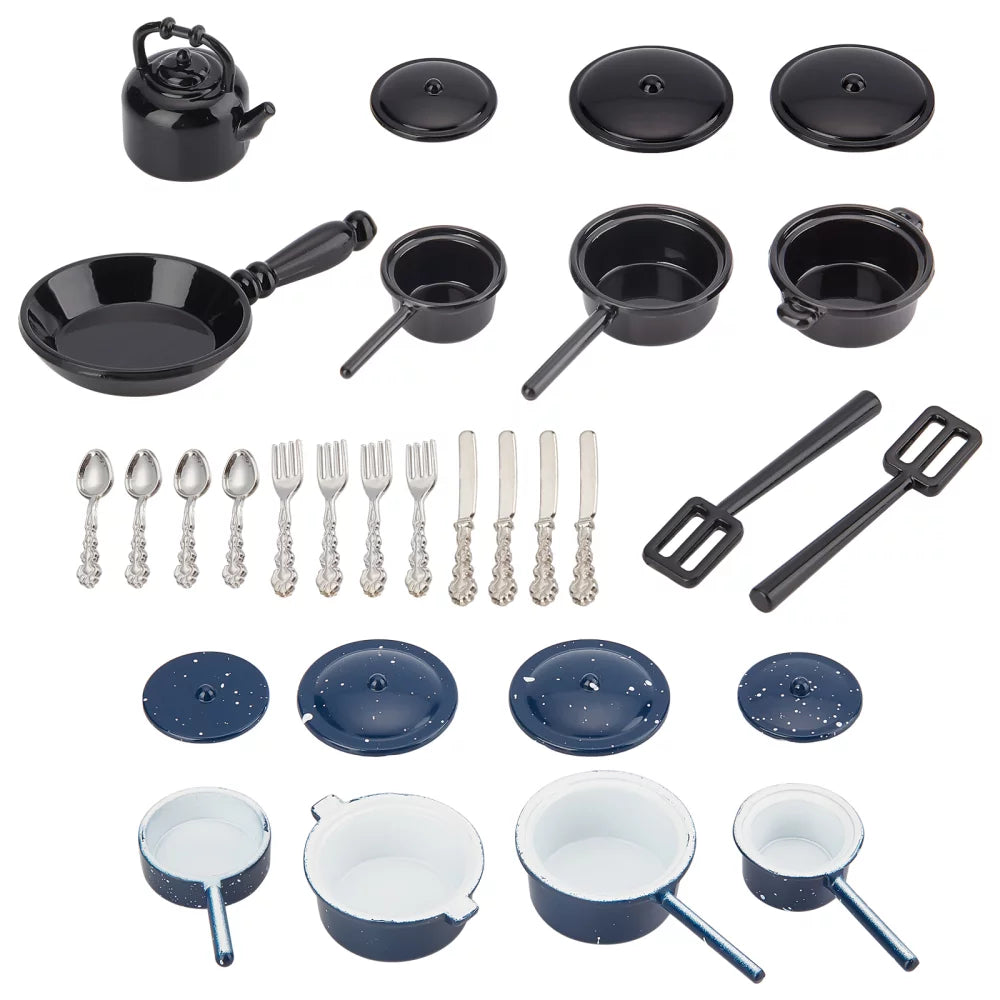3 Sets 3 Style Alloy Miniature Kitchenware Set Food Play Scene for Children Toys and Dollhouse
