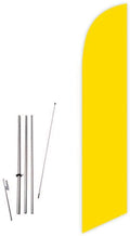 Cobb Promo Solid Yellow Color Advertising Decorative Feather Flag with Complete 15ft Pole kit and Ground Spike