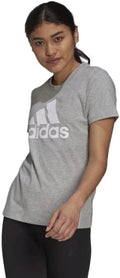 Adidas Women's Essentials Logo Tee, Medium Grey Heather/White