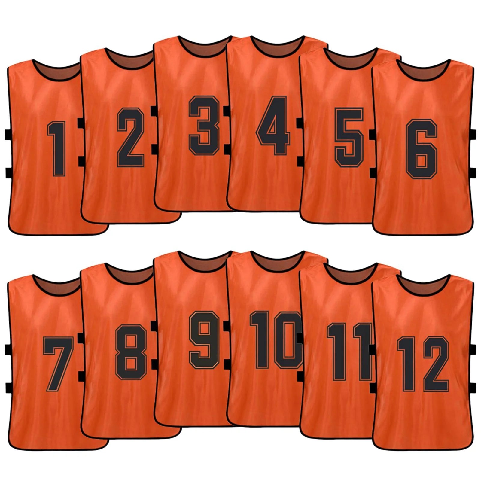 Vistreck 12PCS Kid's Football Pinnies Quick Drying Soccer Jerseys Youth Sports Scrimmage Basketball Team Training Numbered Bibs Practice Sports Vest