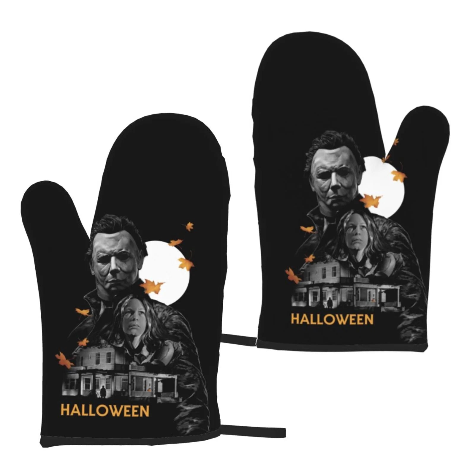 Halloween Michael Myers Microwave Gloves Heat Resistant Oven Mitts Set Of 2 For Kitchen Cooking Baking Grilling BBQ