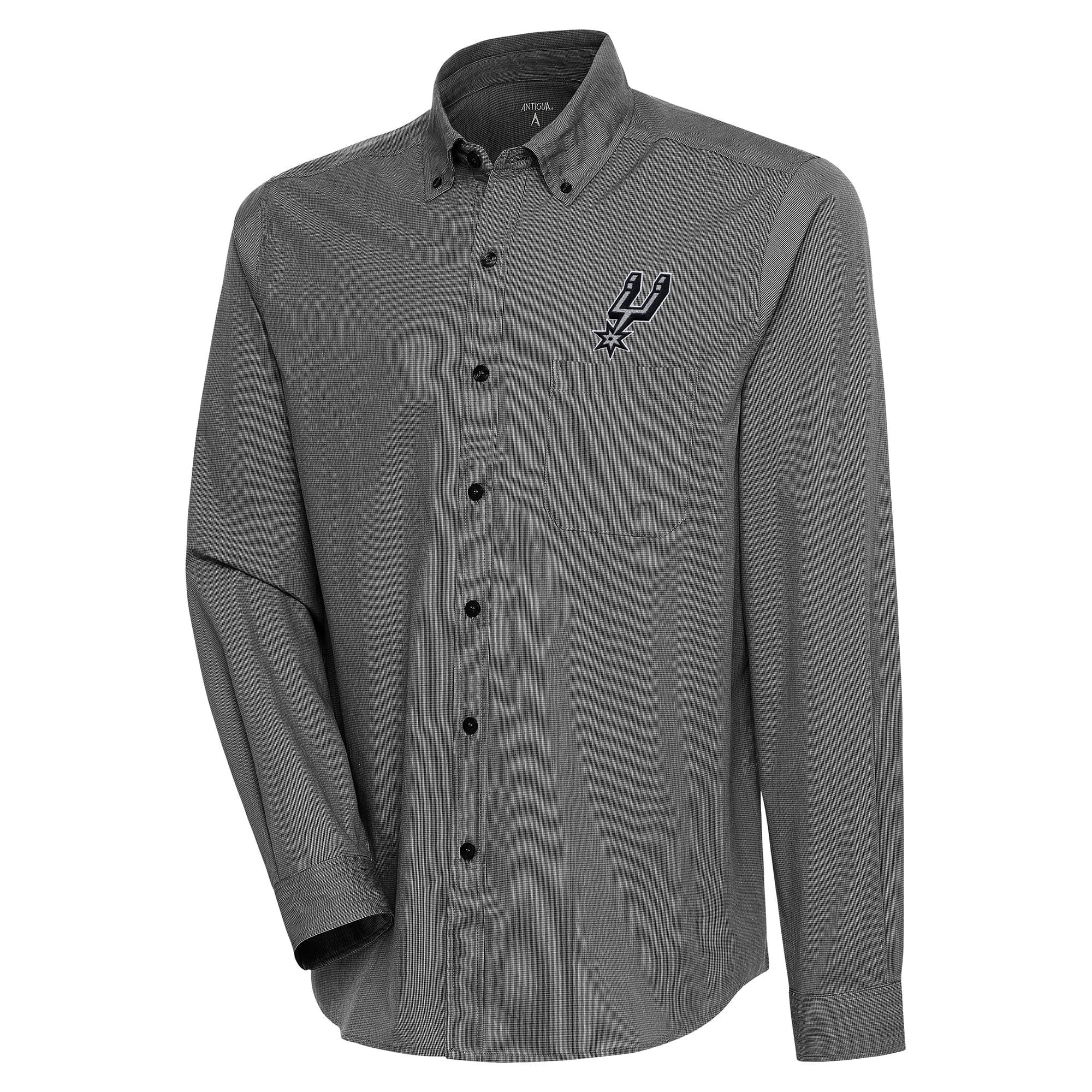 Men's Antigua  Black San Antonio Spurs Compression Button-Down Shirt
