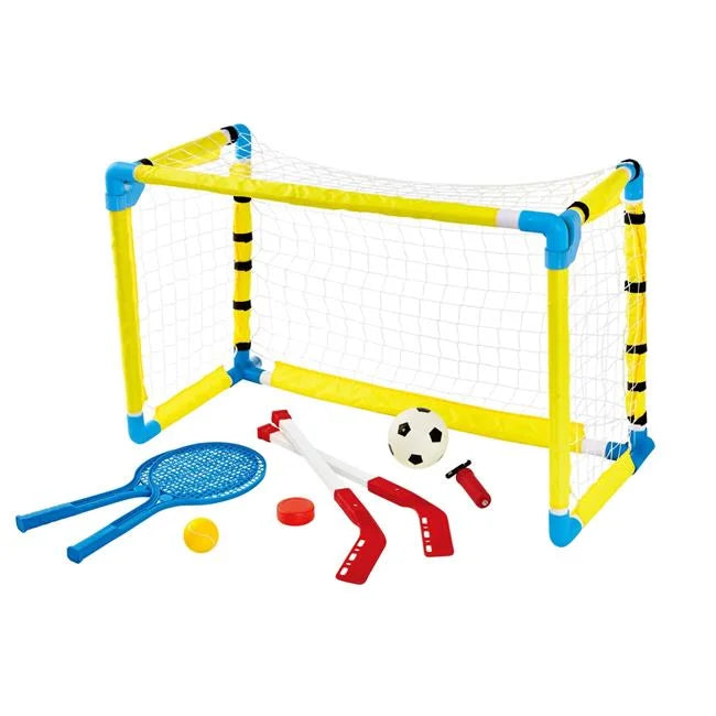 3-in-1 Soccer Hockey Tennis Product Shot - Red, Yellow & Blue
