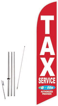 Cobb Promo Tax Service E-File Red Feather Flag with Complete 15ft Pole kit and Ground Spike