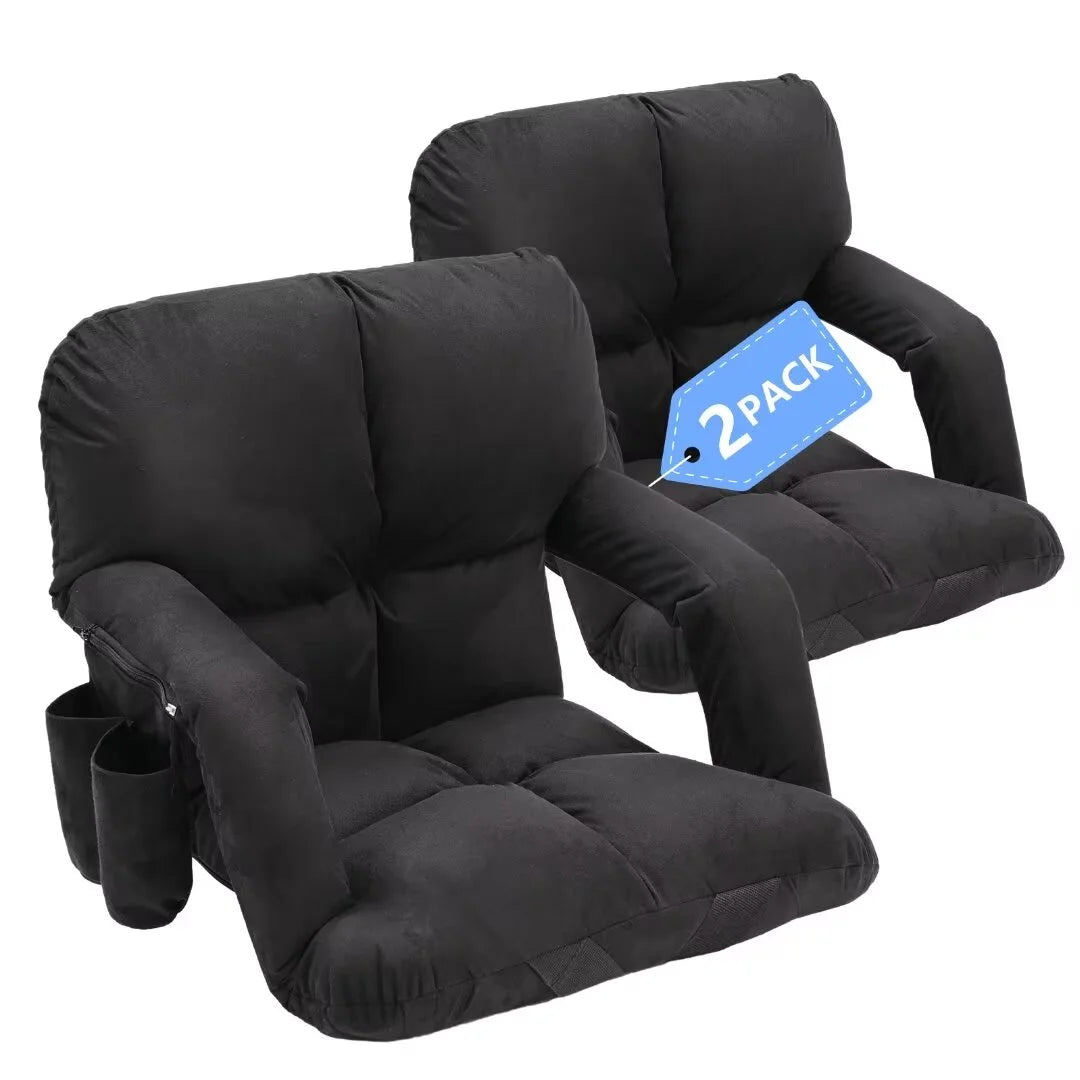 NAIZEA 22 Stadium Seat for Bleachers with Back Support, Outdoor Folding Crystal Velvet Thickened Camping Chair, Stadium Seat with 6 Reclining Positions and Arm