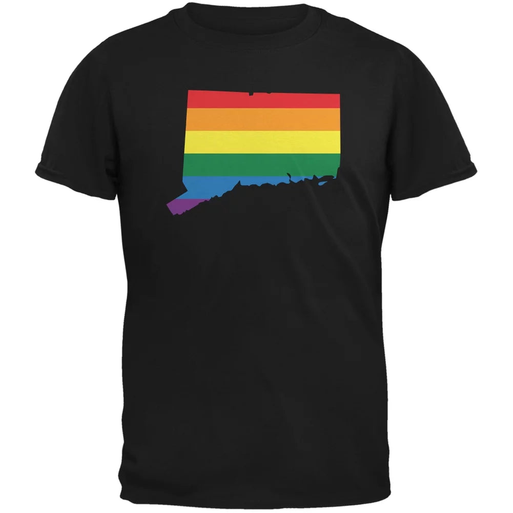 Connecticut LGBT Gay Pride Rainbow Black Youth T-Shirt - Youth Small