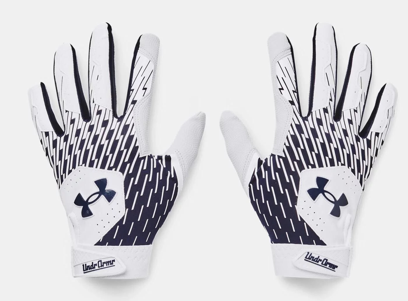 Under Armour Men's UA Clean Up Baseball Batting Gloves 1378764-103 White/Midnight Navy