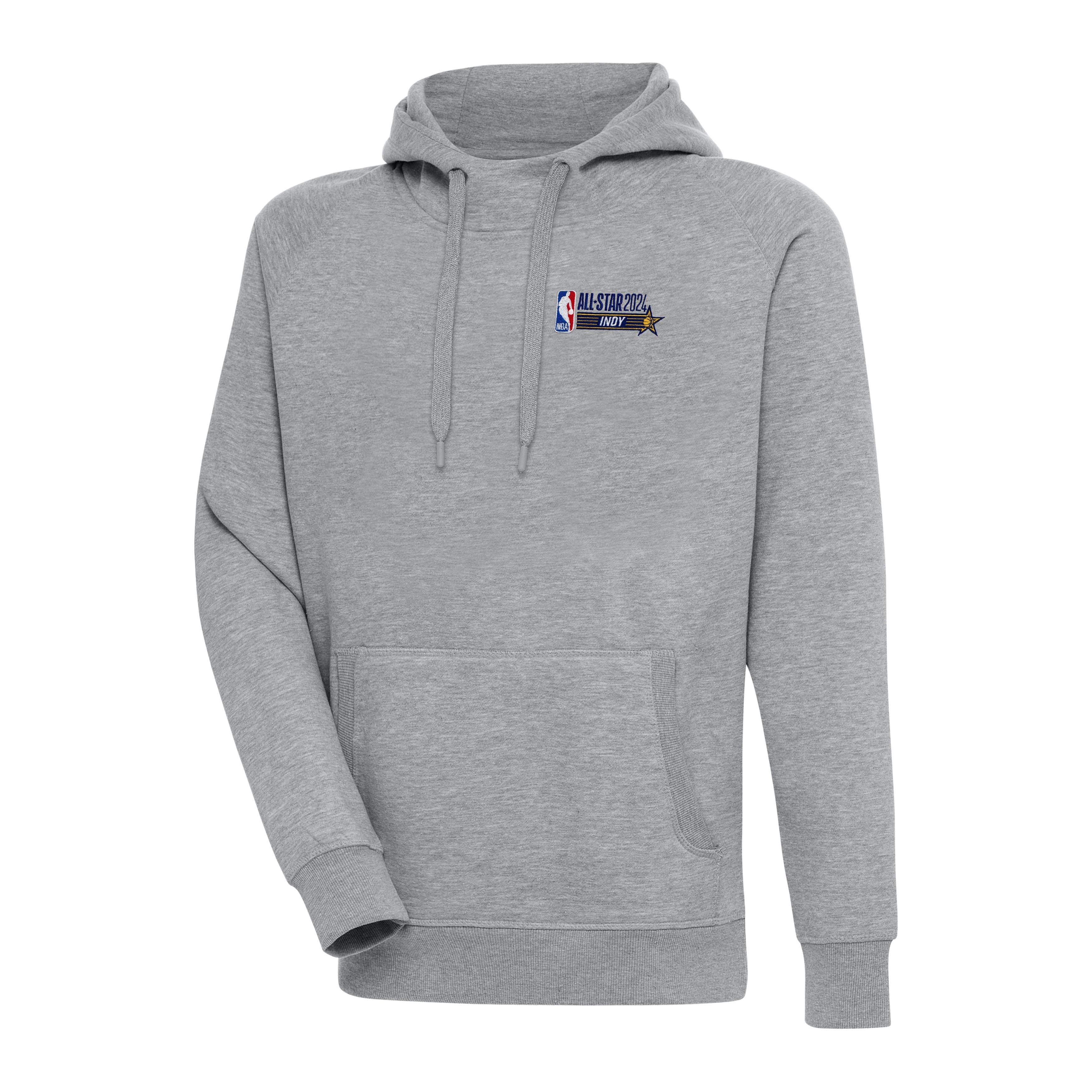 Men's Antigua  Heather Gray 2024 NBA All-Star Game Victory Pullover Hoodie