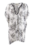 Miken Women's Strappy-Neck Printed Dress Swim Cover-Up (M, White Black)