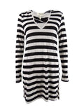 Miken Women's Hooded Long-Sleeve Dress Swim Cover-Up (S, Black/Marshmellow)
