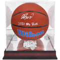Jalen Suggs Orlando Magic Autographed Wilson Team Logo Basketball with #5 Pick Inscription & Mahogany Team Logo Display Case - Fanatics Authentic Certified