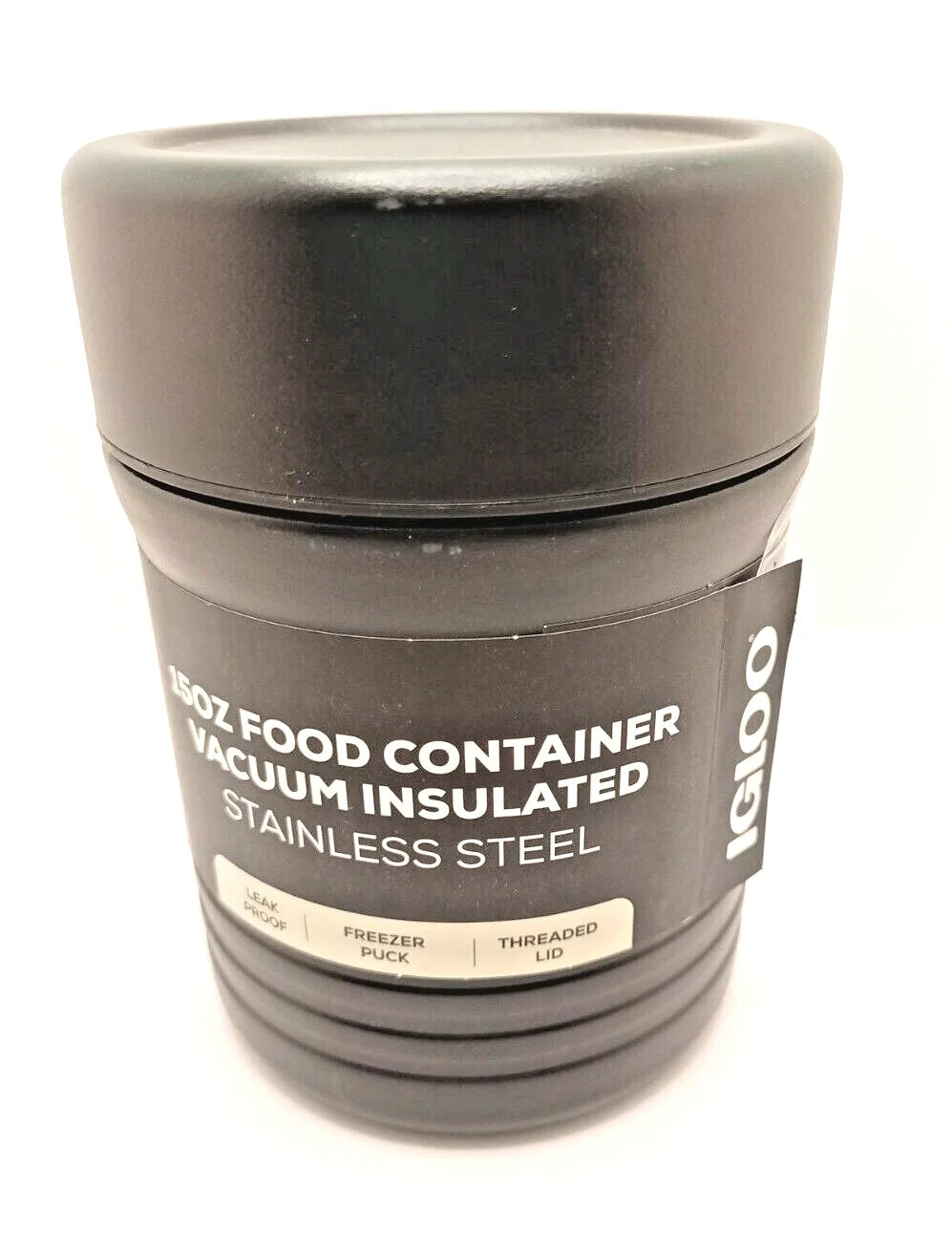 IGLOO Vacuum Insulated FOOD CONTAINER JAR, 15OZ Black LEAK PROOF FREEZER PUCK