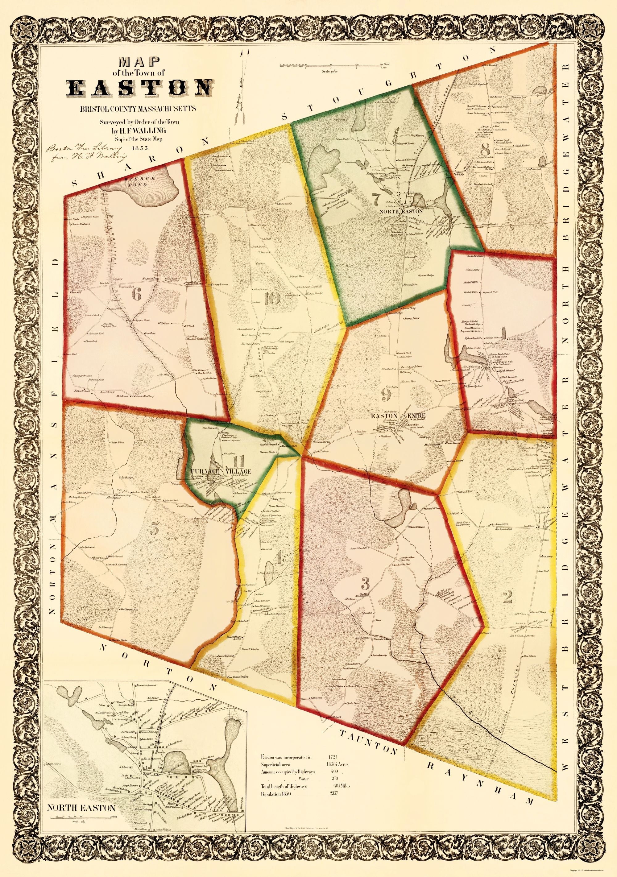 Easton Massachusetts - Mayer 1856 - 23.00 x 32.70 - Glossy Satin Paper