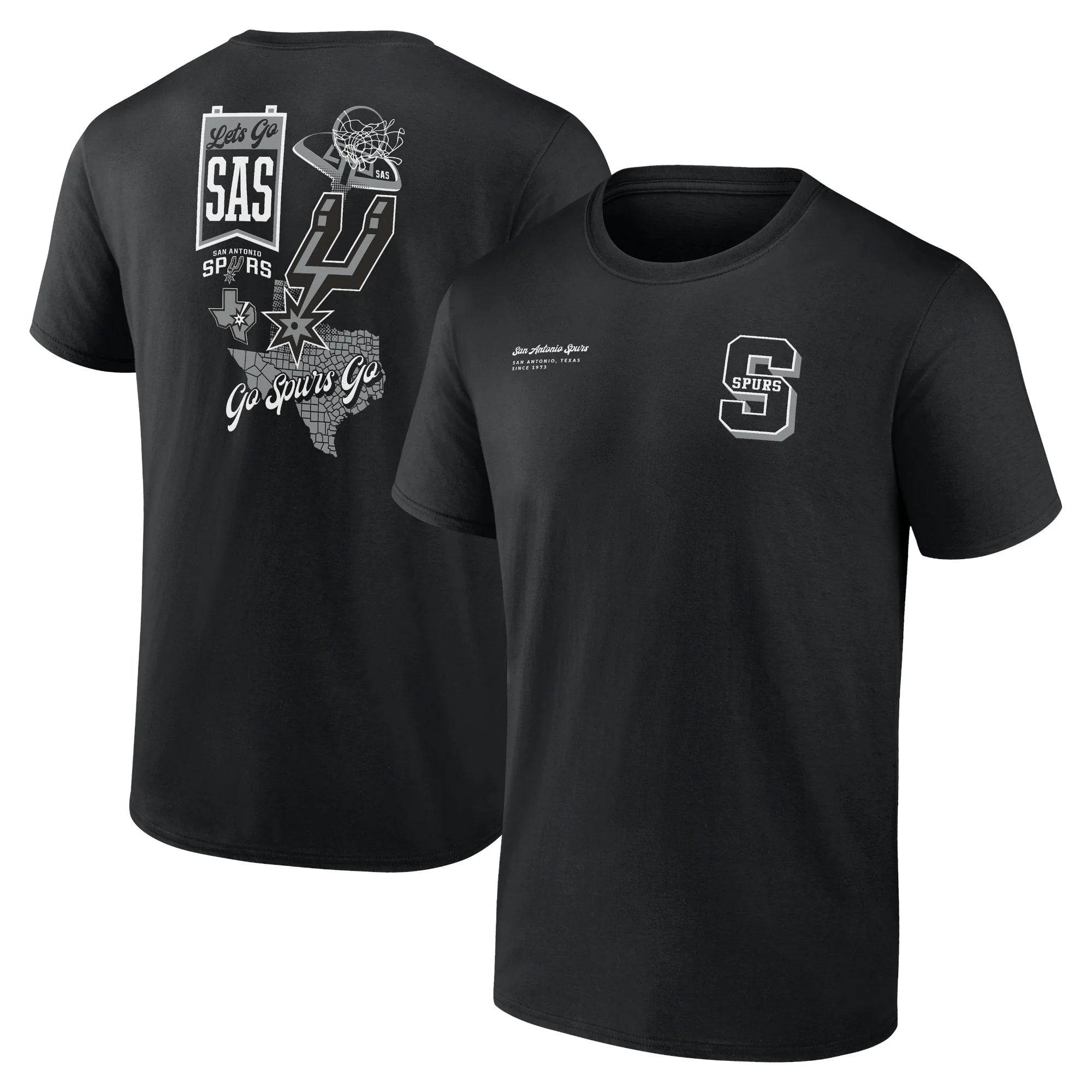 Men's Fanatics Branded Black San Antonio Spurs Split Zone T-Shirt