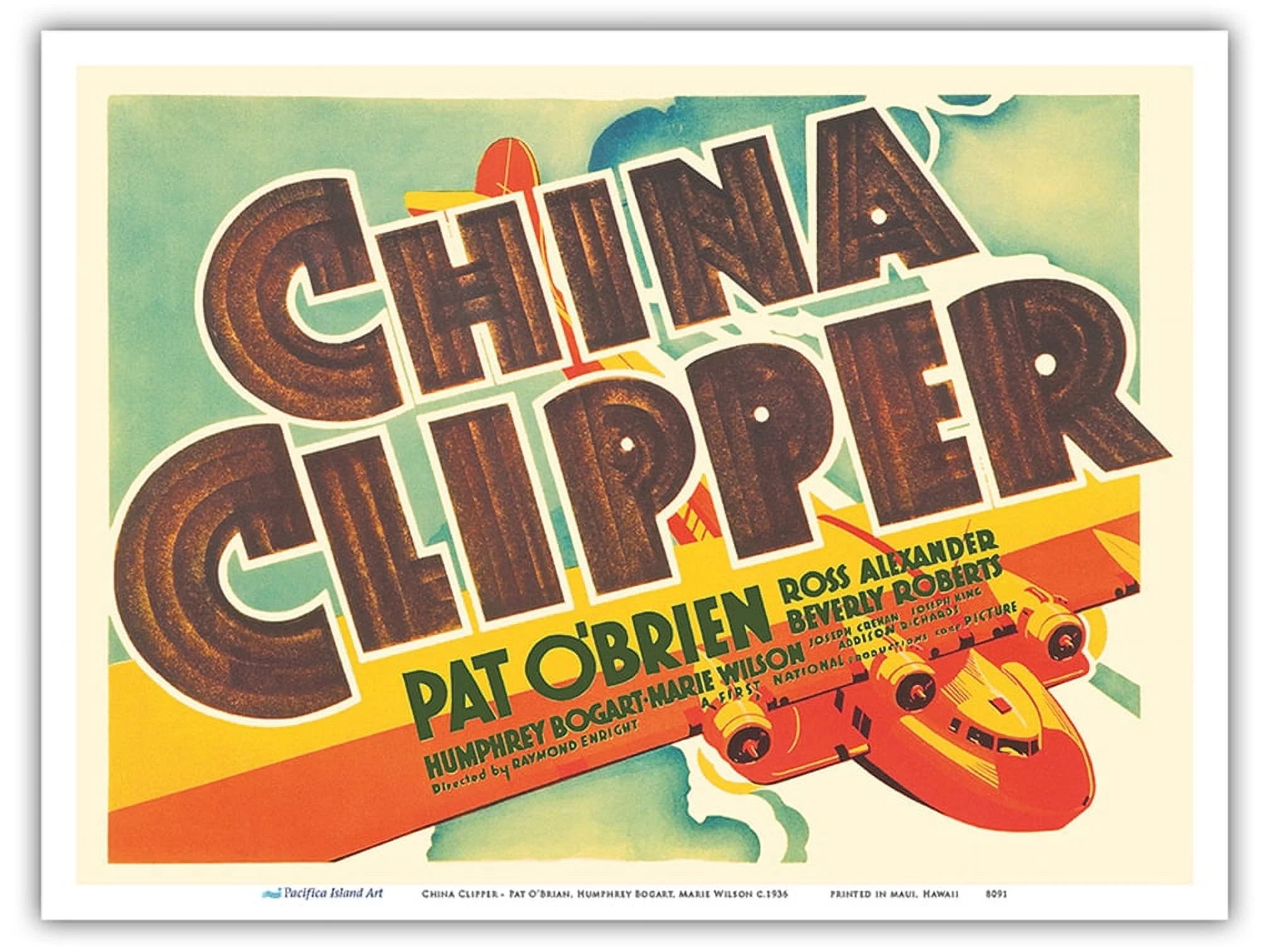 China Clipper - Starring Pat O¡¯Brian Humphrey Bogart Marie Wilson - Vintage Film Movie Poster c.1936 - Master Art Print (Unframed) 9in x 12in