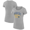 Women's G-III 4Her by Carl Banks  Heather Gray Golden State Warriors Filigree Logo Fitted T-Shirt