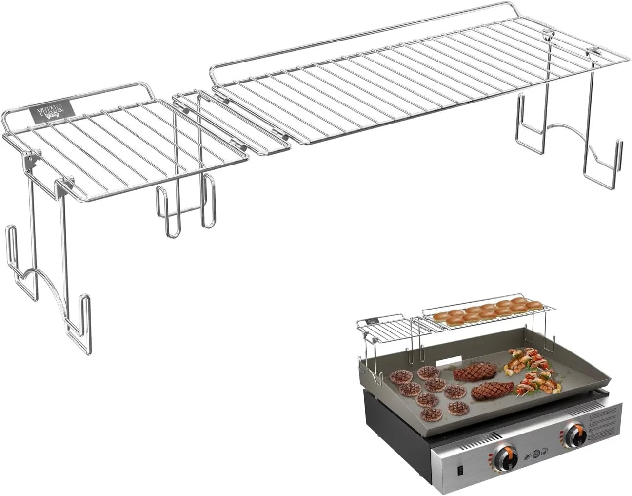 Yukon Glory Collapsible BBQ Grill Rack Griddle Warming Tray for 22 Blackstone Griddle