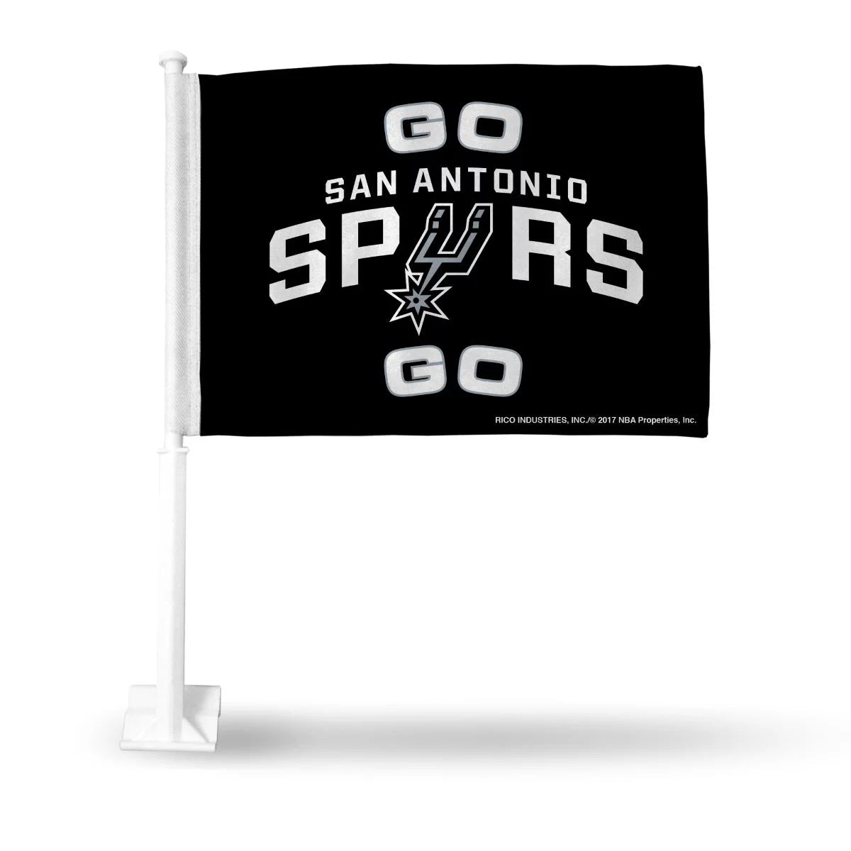 San Antonio Go Spurs Go NBA 11X14 Window Mount 2-Sided Car Flag