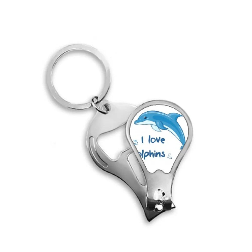 I Love Dolphins Illustrate Fingernail Clipper Cutter Opener Key Chain Scissor