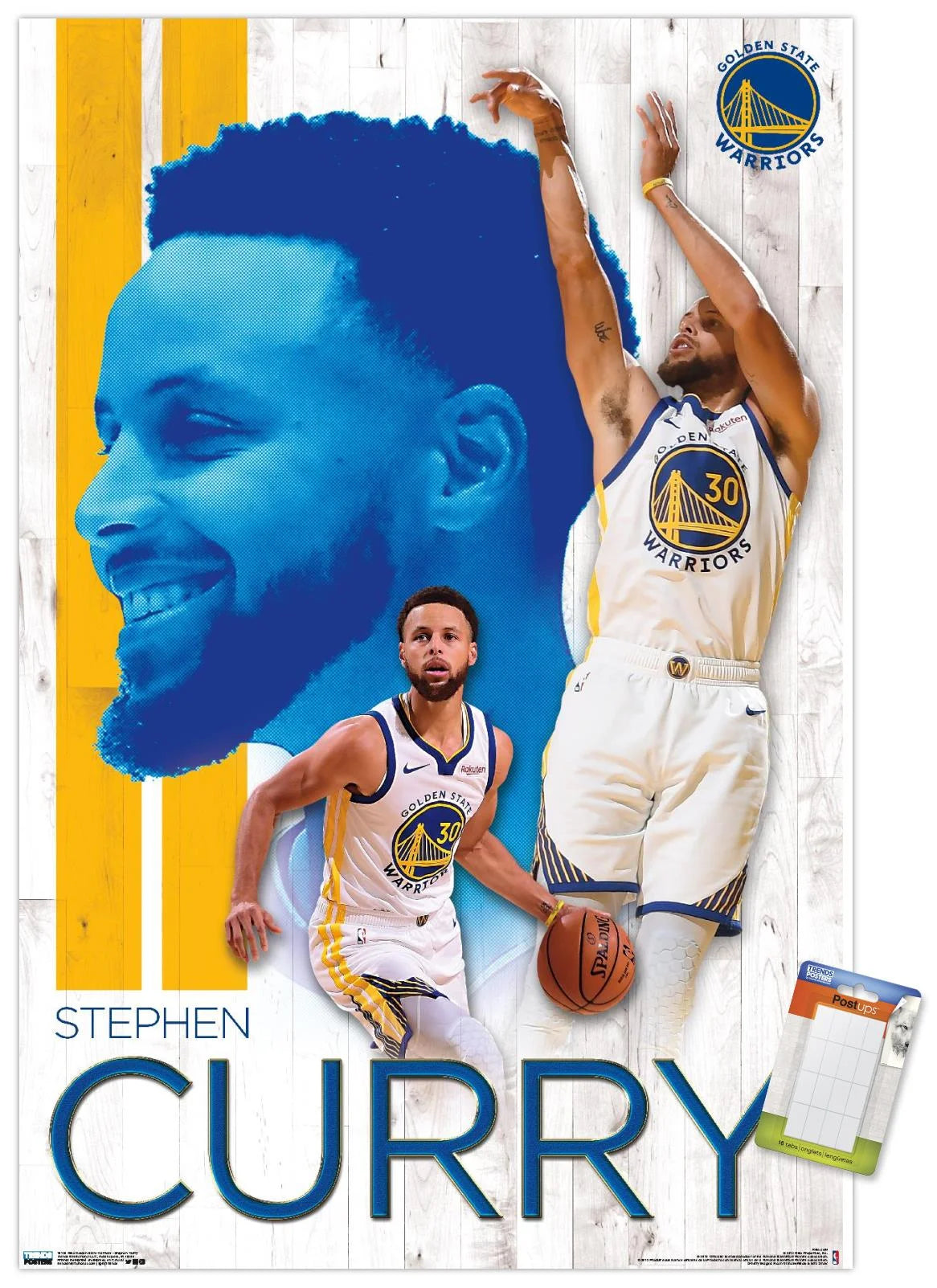 NBA Golden State Warriors - Stephen Curry 19 Wall Poster, 14.725 x 22.375