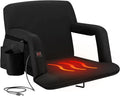 Alpcour Heated Reclining Stadium Seat - Extra Thick Waterproof Chair with Wide Back Support - Black